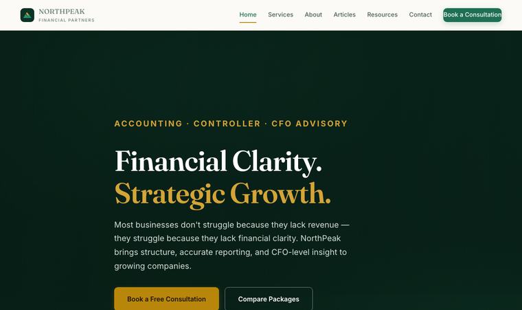 North Peak Financial Partners — financial planning website homepage